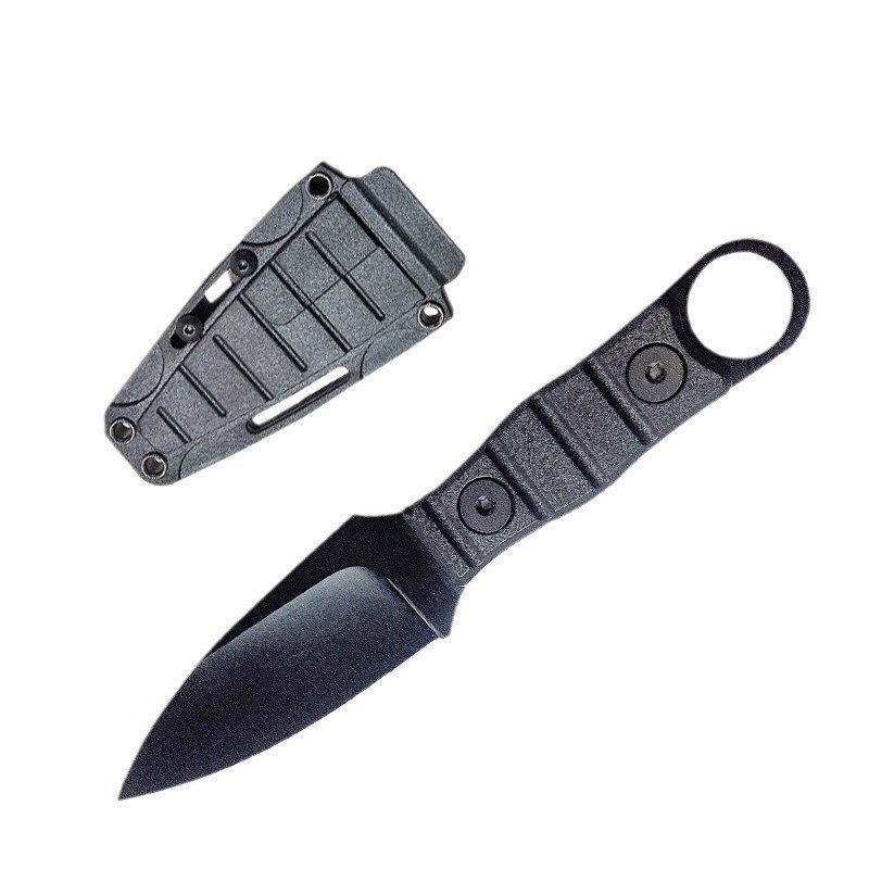 Outdoor straight knife, high hardness, sharpness, tactical small straight knife, with K sheath A-6 Black/black handle