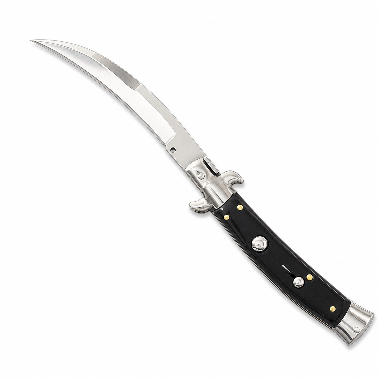 9 Inch Italian Stiletto Knife – Scimitar Blade Switchblade
