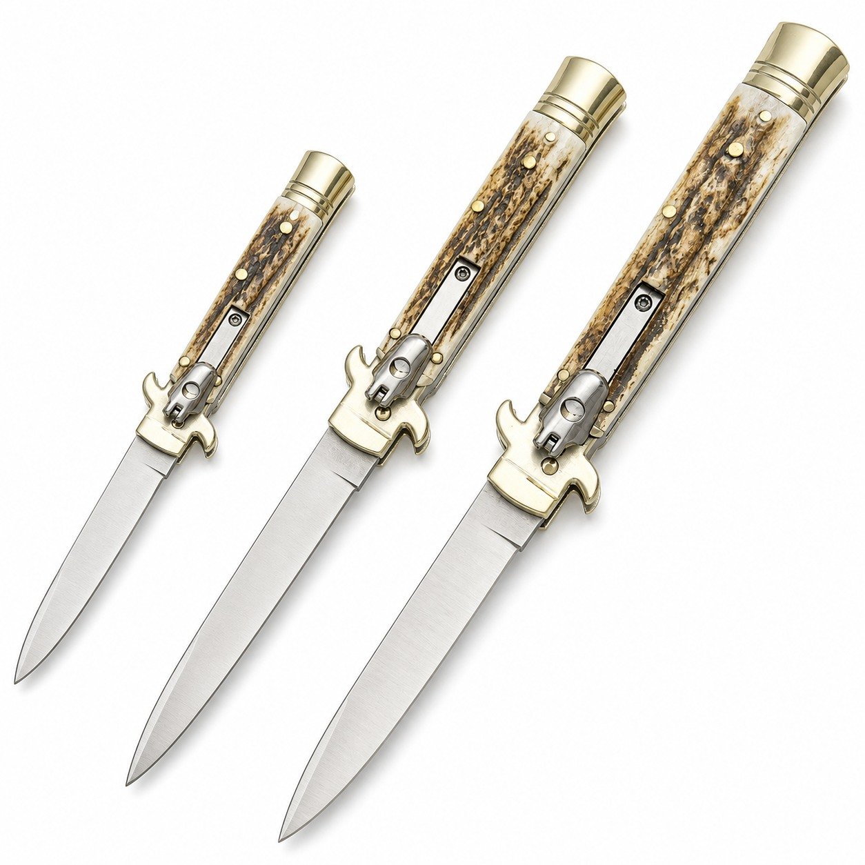 Brass Guard Stag-Horn Side-Opening Knife