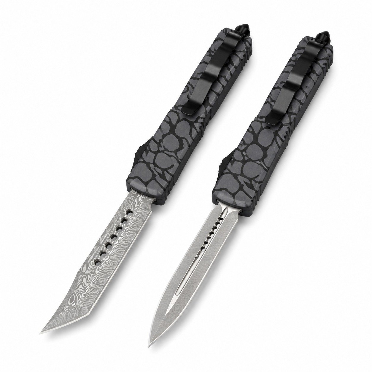 Co-branded Blackwater Damascus OTF Knife